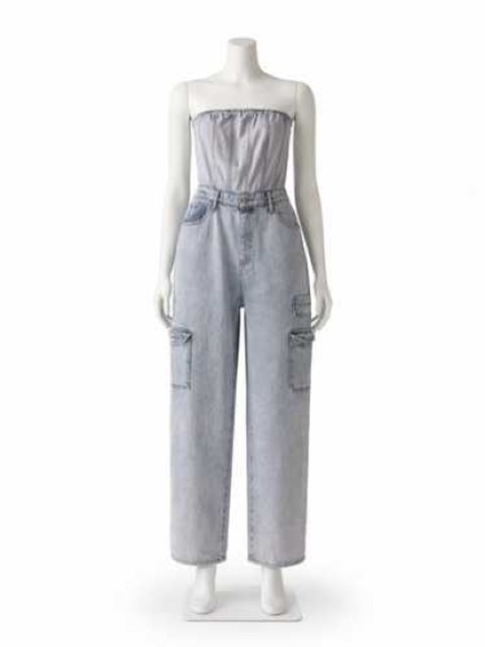 wild fable Light Wash Strapless Denim Jumpsuit Strapless Overalls